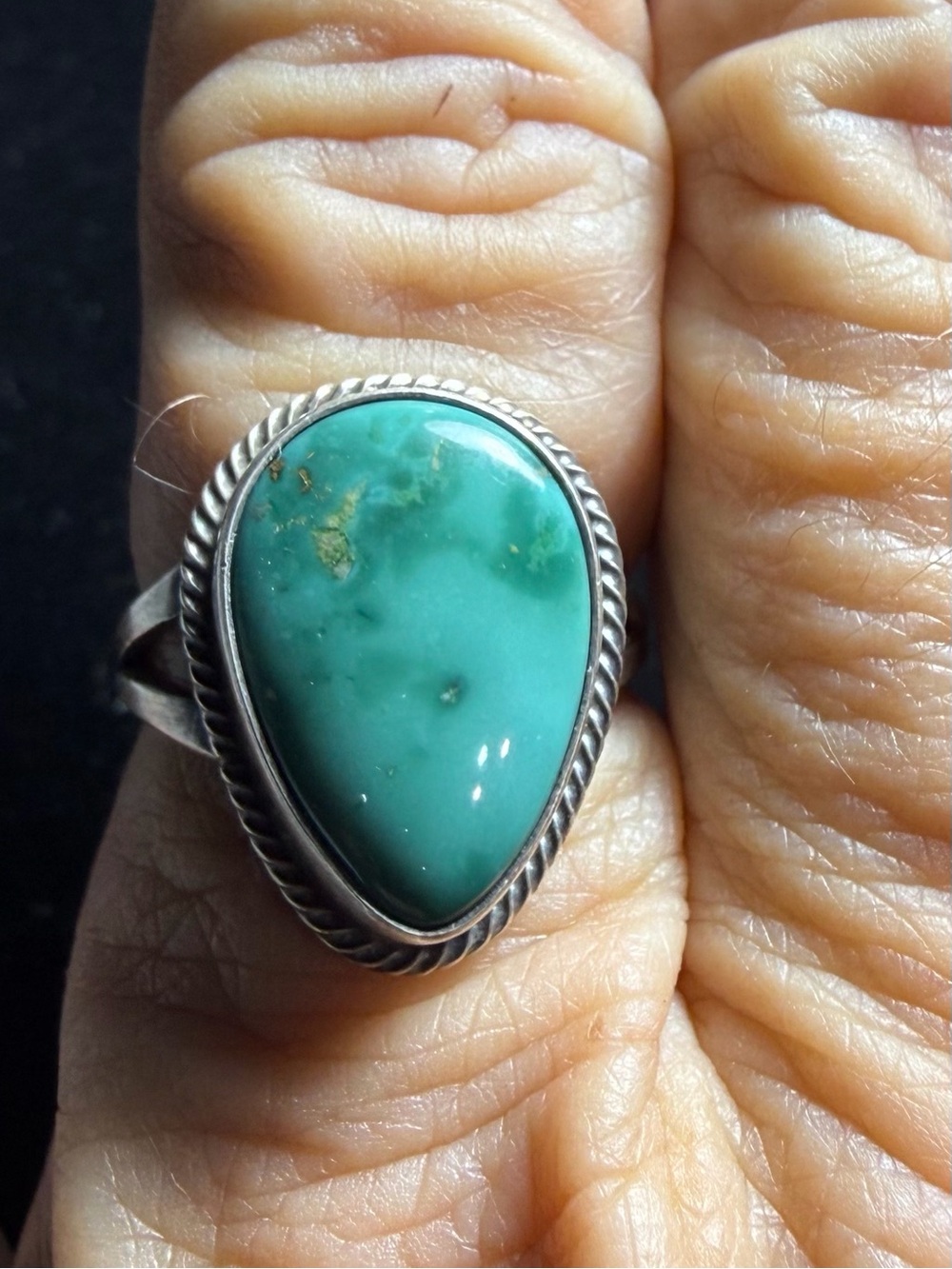 Native Annie Cowboy Fox Turquoise Sterling Silver Ring | Size 8.5 | Southwestern